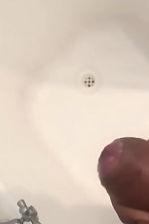 Masturbating and cumshot in washroom