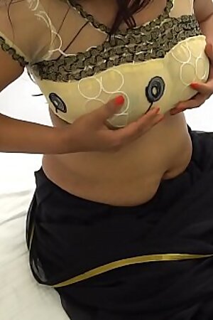 Indian Bhabhi Enjoy With Dildo in Black Saree